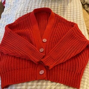 Babaa Vibrant Red Knit Cardigan